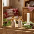 Engel-Duo aus Keramik in Creme-Weiß mit Goldakzenten – 8,6 cm – Dekorationsfiguren | Floristik24.at