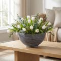 Dekoschale rund Pflanzschale Kunststoff Grau Schwarz Ø40cm H19,5cm | Floristik24.at