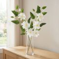 Künstlicher Clematis-Zweig mit weißen Blüten und grünen Blättern 81 cm, 2 Stück | Floristik24.at