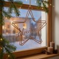 Sternanhänger Adventszeit aus Metall, Bronzefarben, 32×30 cm, mit Jutekordel | Floristik24.at