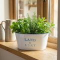 Blumenschale oval Metall Pflanztopf 26×17×12cm Weiß Blau für Innen und Außen | Floristik24.at