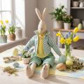 Osterdeko Hase aus Stoff, Hasenjunge mit Kleidung und Blumenkorb, 46 cm | Floristik24.at
