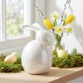 Keramikfigur Hase Weiß Perlmuttfarben H17cm Osterdekoration | Floristik24.at