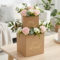 Geschenkbox Set aus Karton mit Kunststofffolie, rechteckig, „Für Dich“-Motiv, Beige, 14x14x14cm und 12x12x12cm | Floristik24.at