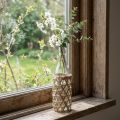 Dekoflasche aus Glas mit Seegrasgeflecht Ø9,5cm H31cm Transparent/Natur | Floristik24.at