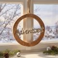 Hängedeko Holzring Mangoholz 20,5cm Naturfarben mit Schriftzug „Adventszeit“ | Floristik24.at