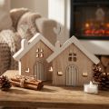 Holzhaus Tischaufsteller aus Holz 16,5cm Naturfarben Weiß 2 Stück | Floristik24.at