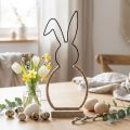 Osterhase Tischdekoration aus Metall und Holz 32cm Schwarz Natur Boho-Stil | Floristik24.at