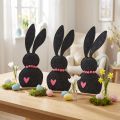 Osterhasen Deko Filz Schwarz mit Herz 45cm 3er-Set | Floristik24.at
