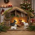 Weihnachtskrippe Krippentiere Set 4-teilig aus Polyresin, Braun, Weiß, Grau | Floristik24.at