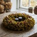 Deko-Kranz künstlich Moos Ø30 cm Braun Grün mit Aufhänger | Floristik24.at