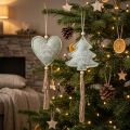 Filzanhänger Christbaumschmuck Herzen und Tannen 11 cm Grün | Floristik24.at