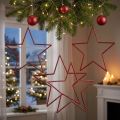 Große rote Weihnachtssterne mit Glitter 24 cm im 6er-Set | Floristik24.at