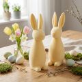 Dekofigur Osterhase Kunststoff Hellgelb Beflockt H29,5cm 2er Set | Floristik24.at