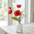 Mohnblume künstlich Rot mit 3 Blüten L70cm | Floristik24.at
