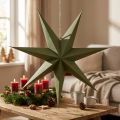 Deko-Stern aus Papier und Jute, 75 cm, Grün, für hängende Weihnachtsdekoration | Floristik24.at