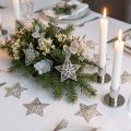 Stern aus Metall Silber 6 cm mit Ornamenten 20 Stück | Floristik24.at
