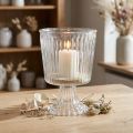 Windlichtglas Pokal geriffelt Glas Deko Ø11,5cm H15cm | Floristik24.at