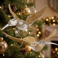 Christbaumschmuck Kolibri Anhänger 2er-Set, Kunststoff, 11,5/14cm, Transparent-Gold | Floristik24.at
