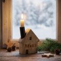 Deko-Haus aus Mangoholz mit Kerzenhalter in Schwarz, 10,5 × 3,5 × 13 cm | Floristik24.at