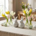 Osterhasen Deko-Figuren aus Keramik, 13 cm, grau mit Punktmuster, 2er-Set | Floristik24.at