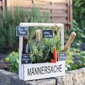 Holzkiste mit Griff aus weißem Holz „Männersache“, Pflanzkasten 30×9×10 cm | Floristik24.at