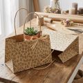 Geschenktasche Papier Naturbraun mit Olivenzweig-Motiv 20×10×10 cm 6 Stück | Floristik24.at