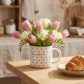 Tasse Keramik Weiß mit roten Herzen und Schriftzug Ø9cm H9cm | Floristik24.at