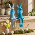 Osterhasen Kantenhocker aus Kunststoff 27cm Blau Zweier-Set | Floristik24.at