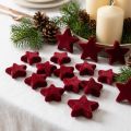Weihnachtsdeko Sterne aus Kunststoff in Bordeaux, beflockt, Ø 4–5 cm, 40 Stück | Floristik24.at
