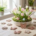 Streudeko Holz Schmetterlinge und Blumen Ø4cm Weiß Rosa Glitter 36-teilig | Floristik24.at