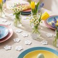 Holzblumen mit Gesicht Weiß 2,5 cm, 48 Stück | Floristik24.at