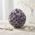 Muschel-Dekokugel aus Styropor Ø12 cm Violett mit Juteaufhänger | Floristik24.at