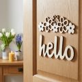 Holz-Dekoschilder mit Blumenmotiv und „Hello“-Schriftzug, Natur, 18/19,5 cm, 6-teilig | Floristik24.at