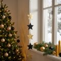 Weihnachtsdeko Stern Anhänger aus Metall Gold Schwarz 78 cm | Floristik24.at