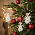 Weihnachtsengel Holzanhänger mit Herz 14,5 cm, 8 Stück, Weiß und Natur | Floristik24.at
