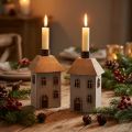 Kerzenhalter aus MDF-Holz Hausdesign für Stabkerzen 14,5cm 2-teilig | Floristik24.at