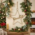 Stern „Frohes Fest“ aus Metall, golden-silbern, 32 × 39,5 cm | Floristik24.at