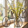 Osterdeko Holz Anhänger Osterhase im Metallrahmen 13cm 4 Stück | Floristik24.at