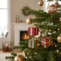 Christbaumschmuck Geschenkboxen Pappmaché 6 cm Rot Grün Gold 3er-Set | Floristik24.at