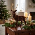 Dekofigur Hirsch stehend aus Kunststoff, Braun und Gold, 27 cm | Floristik24.at