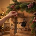 Frohe Weihnachten Wanddekoration Metall 23,5 cm Schwarz Set aus 2 | Floristik24.at