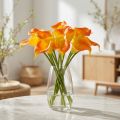 Mini Calla künstlich Gelb-Orange 28 cm 12 Stück aus Kunststoff | Floristik24.at