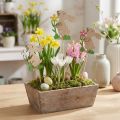 Blumenstecker Hase aus Holz 8cm Naturfarben Motiv Blume 12er Set | Floristik24.at