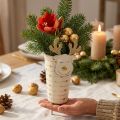 Rentier-Pflanztopf aus Metall, Adventsdeko, Weiß-Gold, H28cm, Ø8,5cm | Floristik24.at