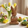 Osterhase aus Mangoholz mit silbernen Eiern, Tischdekoration, 20,5 cm | Floristik24.at