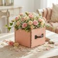 Pflanzschublade aus Holz in Peach 12,5cm quadratisch | Floristik24.at