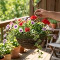 Blumenampel aus Reben und Moos Ø31cm mit Metallketten | Floristik24.at