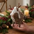 Rentier Weihnachtsfigur 23cm Braun Weiß mit Filz- und Plüsch-Design | Floristik24.at
