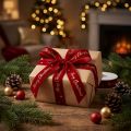 Geschenkband Samtband Polyester Rot mit Aufdruck Merry Christmas 25mm x 20m | Floristik24.at